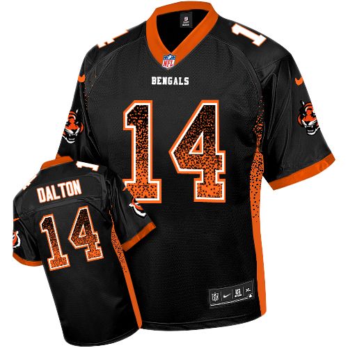 Men's Limited Andy Dalton Nike Jersey Black - #14 Drift Fashion NFL Cincinnati Bengals